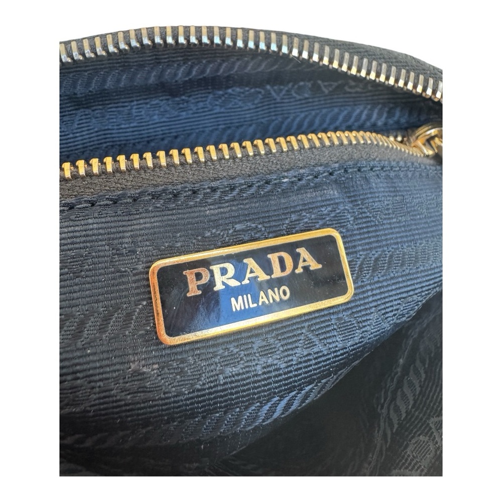 Authentic PRADA Canapa Green Khaki Canvas Pochette Vanity Case Wristlet - Picture 7 of 11